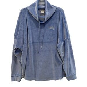 Victoria's Secret Pink Sz XL Varsity Plush Velour Cowl Neck Pullover Sweatshirt